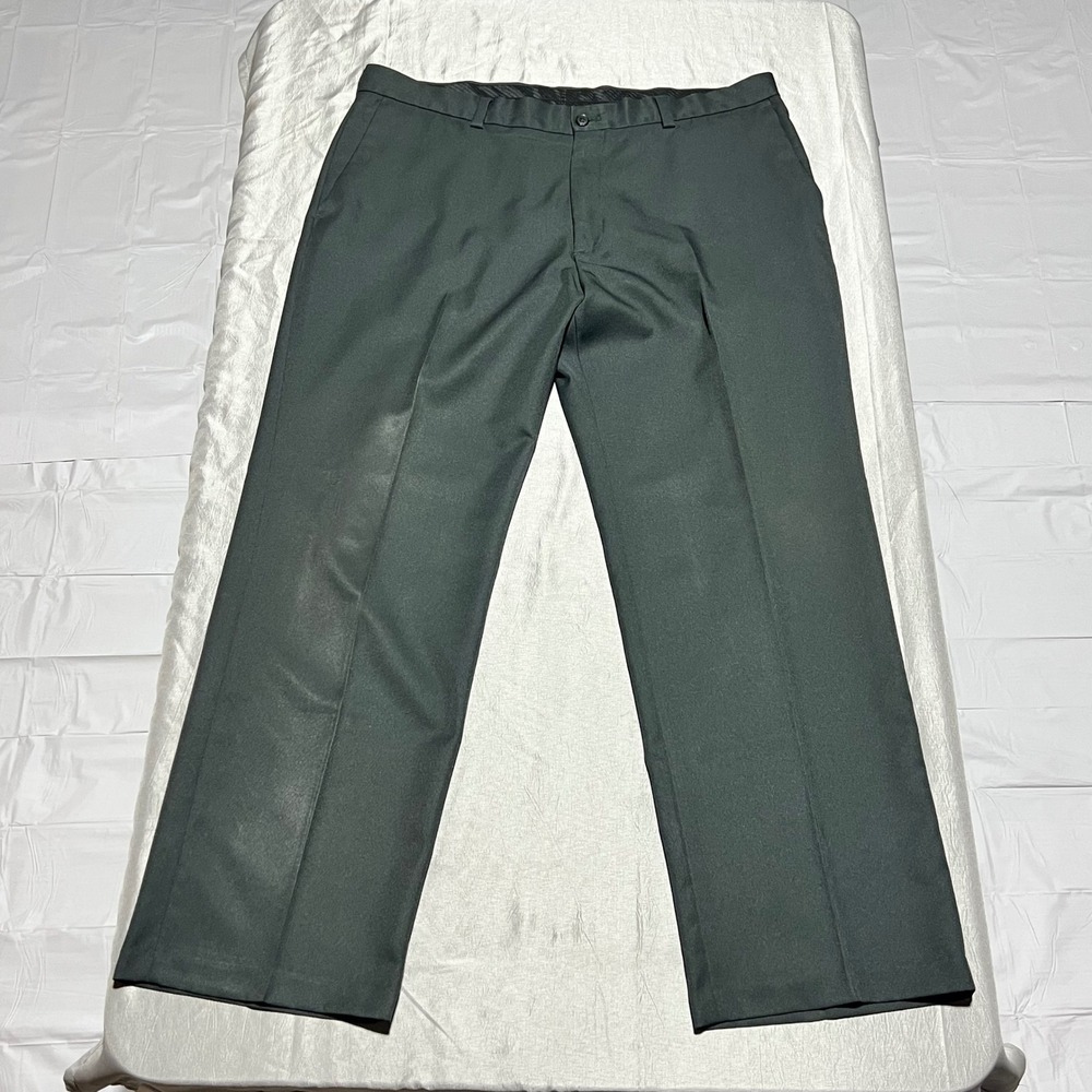 Haggar Mens Flat Front Dress‎ Pants Charcoal Gray 38x29 No Iron Trousers HD50115